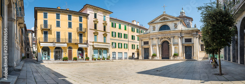Historic center and pedestrian area in Varese, an important city in northern Italy. Basilica of San Vittore, among eighteenth-century, nineteenth-century and twentieth-century palaces photo