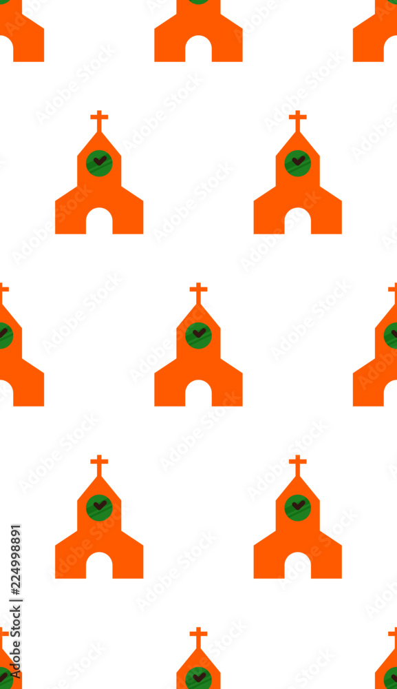 Flat Church seamless pattern vector