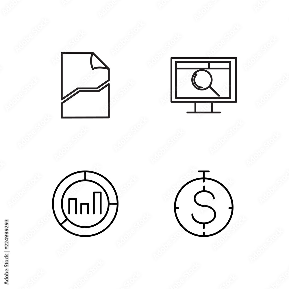 business simple outlined icons set business simple outlined icons set
