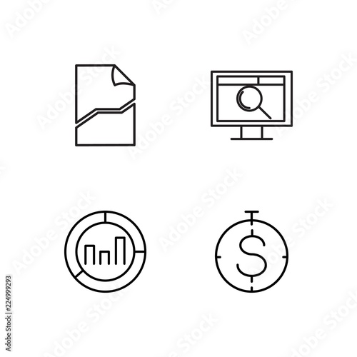 business simple outlined icons set