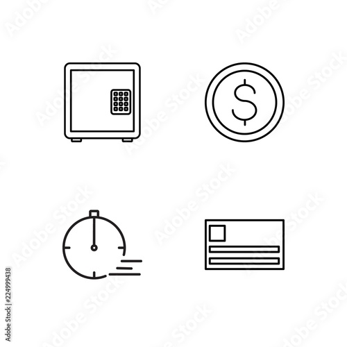 business simple outlined icons set