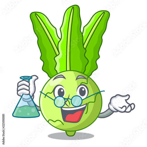 Professor character kohlrabi on a wooden table