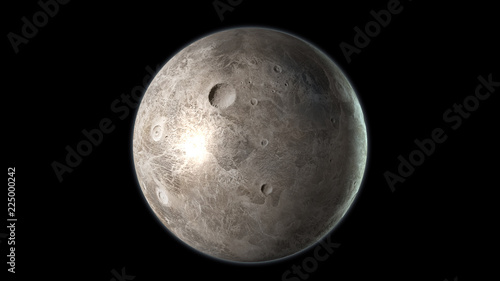 Ceres Dwarf planet isolated on black background. 3D render photo