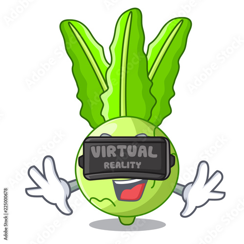 Virtual reality cooking food fresh organic kohlrabi cartoon