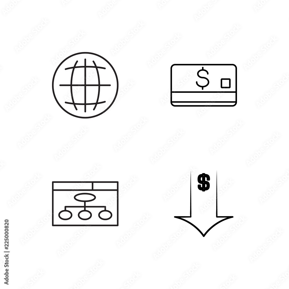 business simple outlined icons set