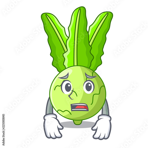 Afraid cooking food fresh organic kohlrabi cartoon