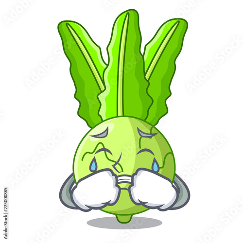 Crying cooking food fresh organic kohlrabi cartoon