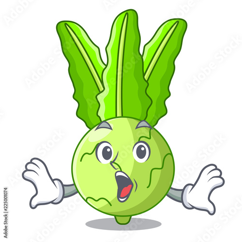 Surprised cooking food fresh organic kohlrabi cartoon