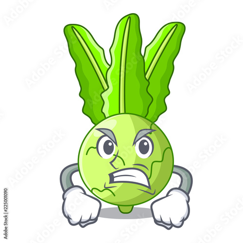 Angry cooking food fresh organic kohlrabi cartoon