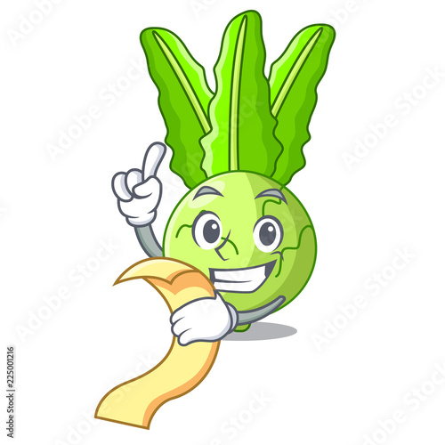 With menu cooking food fresh organic kohlrabi cartoon