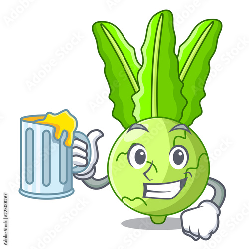 With juice cooking food fresh organic kohlrabi cartoon