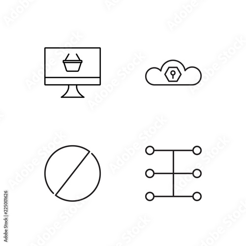 business simple outlined icons set