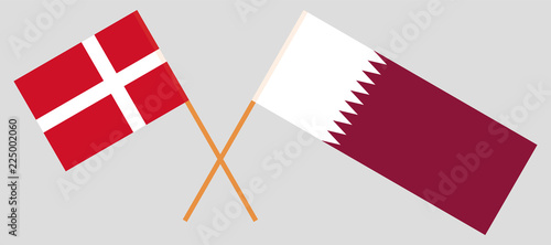 Qatar and Denmark. The Qatari and Danish flags. Official colors. Correct proportion. Vector