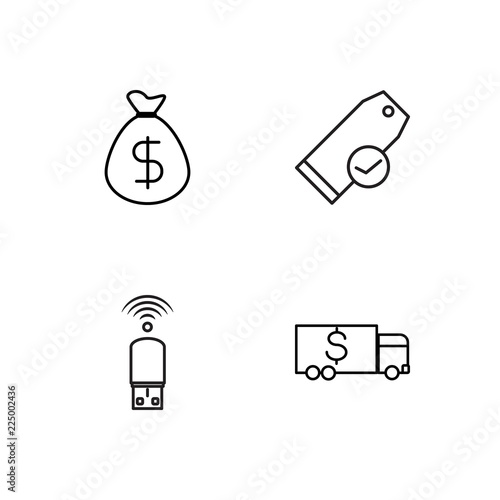 business simple outlined icons set