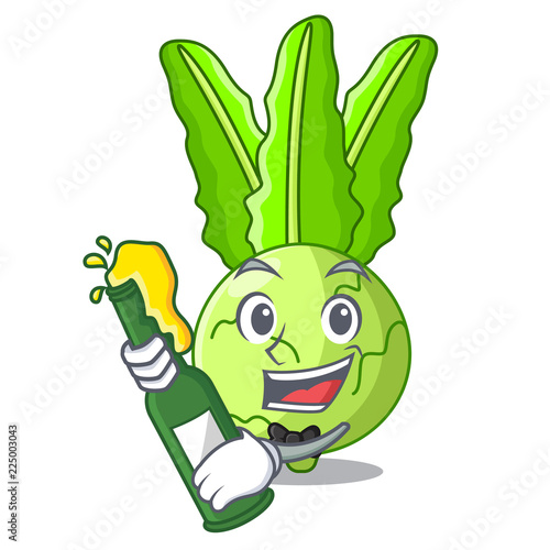 With beer fresh cabbage kohlrabi on the mascot
