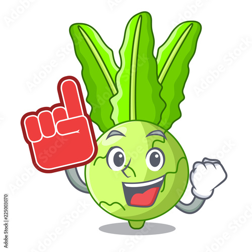 Foam finger fresh cabbage kohlrabi on the mascot