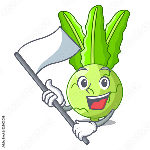 With flag fresh cabbage kohlrabi on the mascot