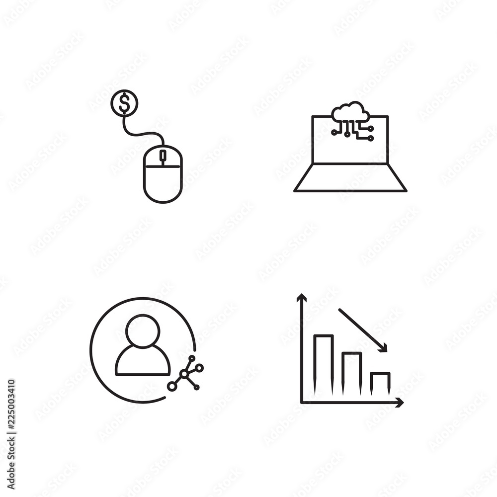 business simple outlined icons set business simple outlined icons set