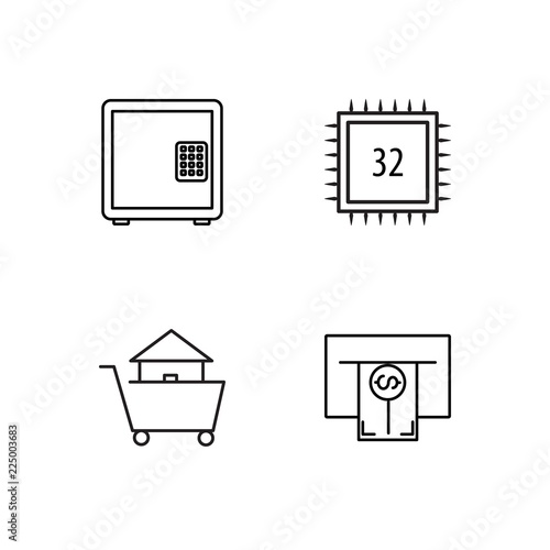 business simple outlined icons set