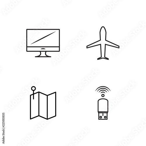 business simple outlined icons set