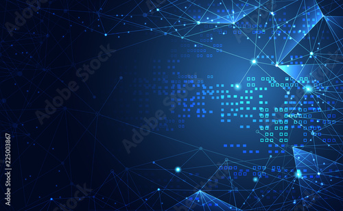 Modern abstract network science connection technology internet and graphic design. on hi tech future blue background network. for template,web design wallpaper,poster,presentation.Vector illustration