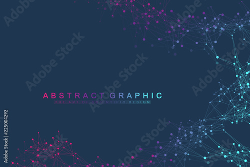 Technology abstract background with connected line and dots. Big data visualization. Perspective backdrop visualization. Analytical networks. Vector illustration.