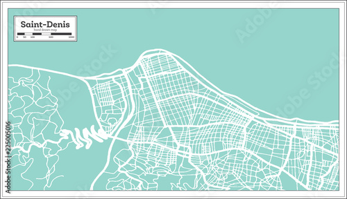 Saint Denis Reunion City Map in Retro Style. Outline Map. photo