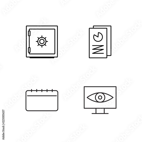 business simple outlined icons set