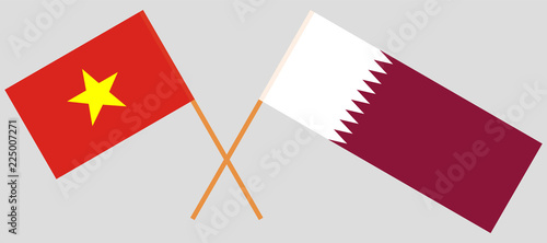 Qatar and Vietnam. The Qatari and Vietnamese flags. Official colors. Correct proportion. Vector