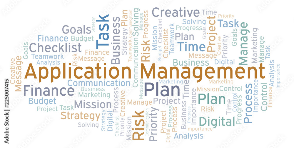 Obraz premium Application Management word cloud, made with text only.