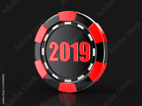 chip of casino 2019. Image with clipping path