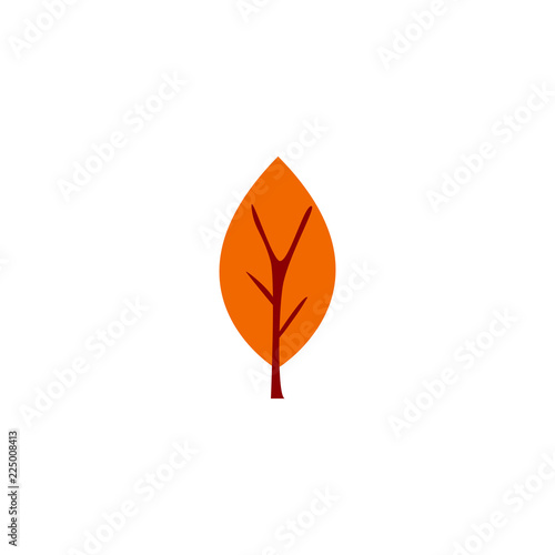 Vector illustration. Autumn flat tree isolated on white background.