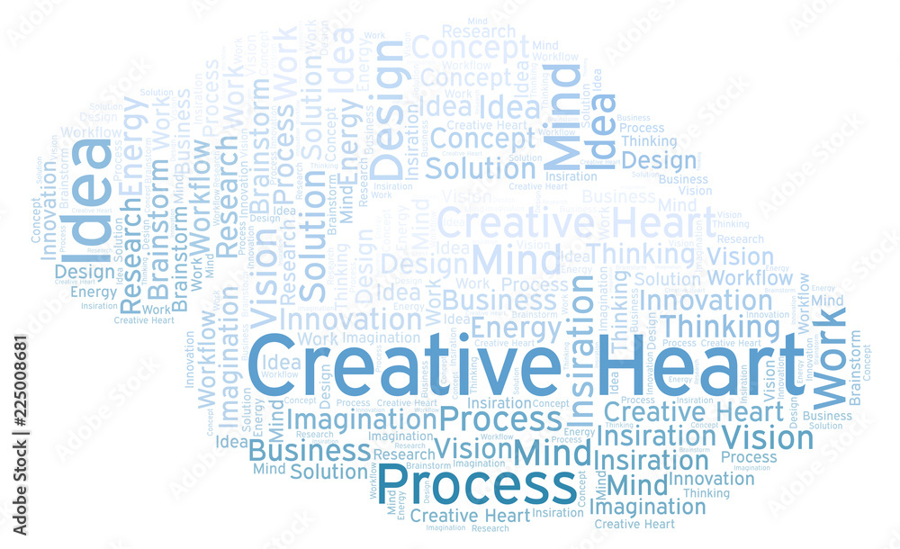 Creative Heart word cloud, made with text only. Creative Heart word cloud, made with text only.