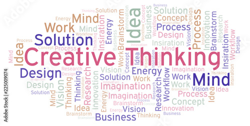 Creative Thinking word cloud, made with text only.