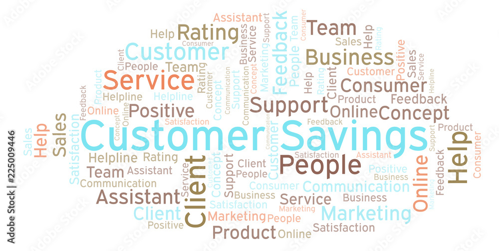 Customer Savings word cloud.