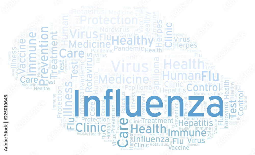Influenza word cloud, made with text only. Influenza word cloud, made with text only.