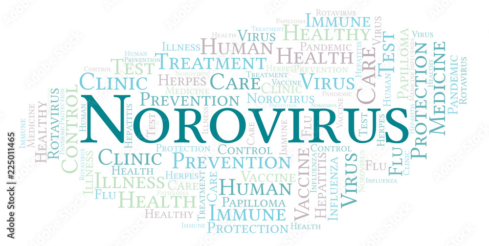 Norovirus word cloud, made with text only.