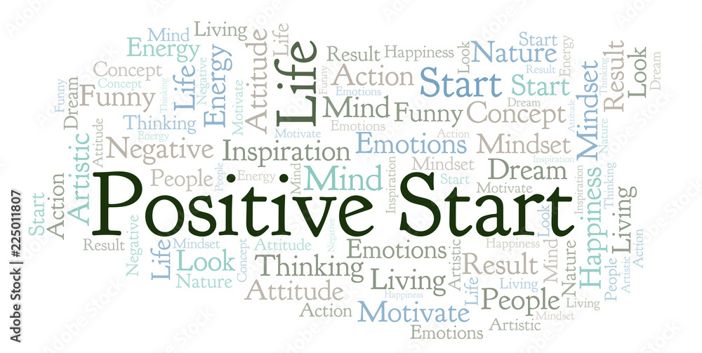 Fototapeta premium Positive Start word cloud, made with text only.