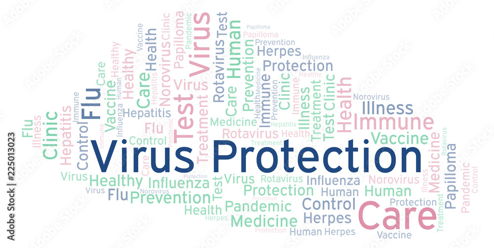 Fototapeta premium Virus Protection word cloud, made with text only.