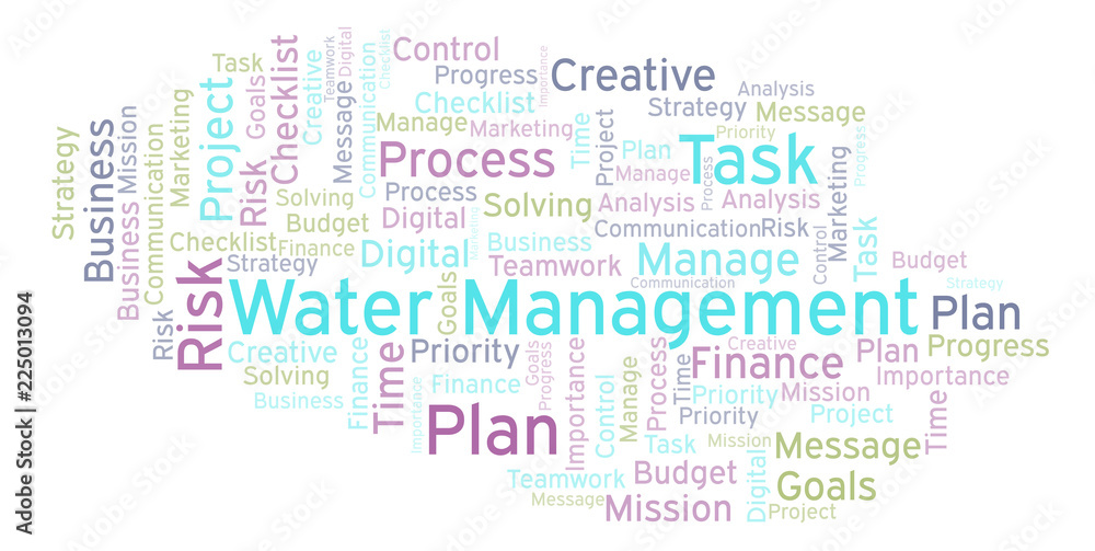 Fototapeta premium Water Management word cloud, made with text only.