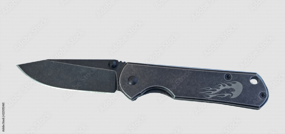 Foldable pocket knife made of blackened steel Foldable pocket knife made of blackened steel