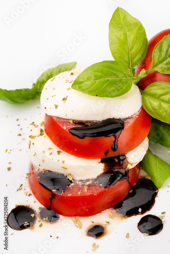 mozzarella and tomato with basil and balsamic glaze