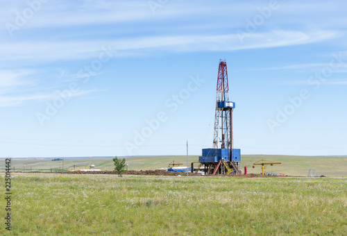 Drilling tower in the steppe