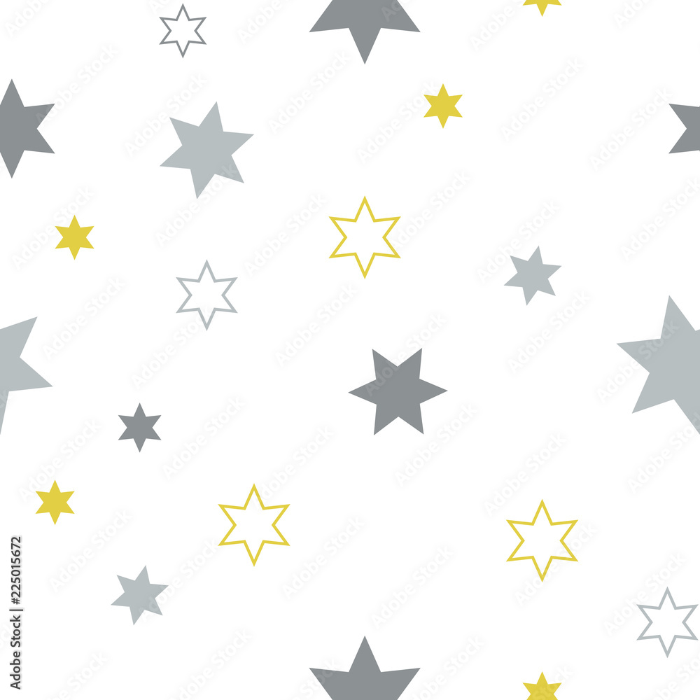 Placer of gray and yellow stars, seamless pattern Placer of gray and yellow stars, seamless pattern