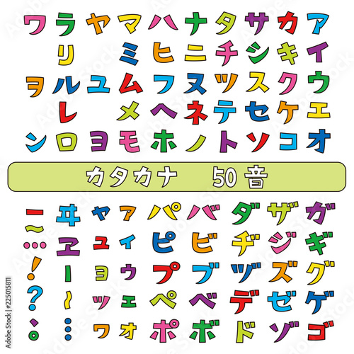 カタカナ フォント 50音表 縁取りカラー