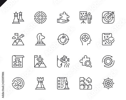 Simple Set of Business Strategy Related Vector Line Icons. Linear Pictogram Pack. Editable Stroke. 48x48 Pixel Perfect Icons.