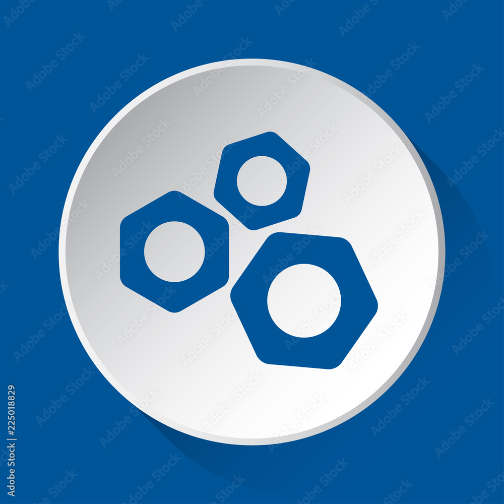 three nuts - simple blue icon on white button three nuts - simple blue icon on white button