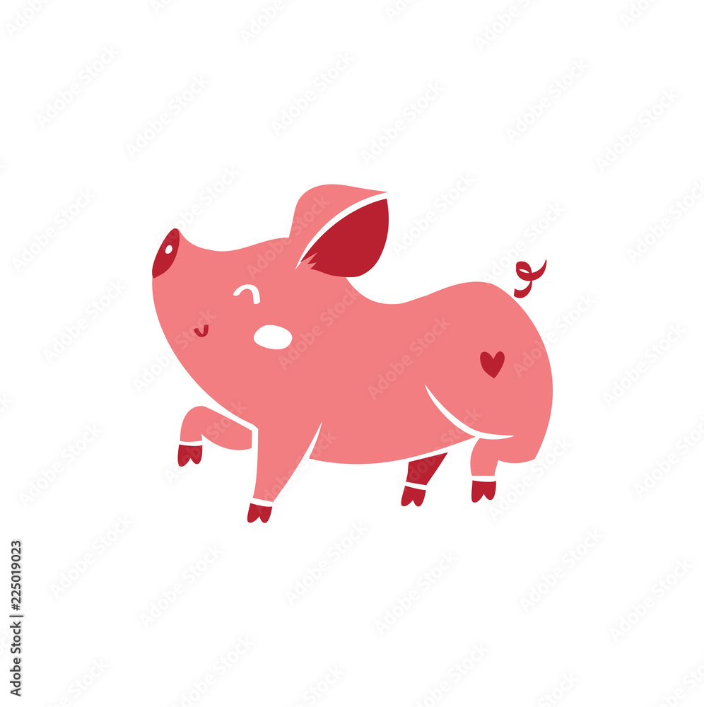 vector single pig character on white background vector single pig character on white background
