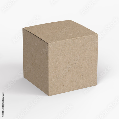 Cardboard product box isolated on white background mockup.