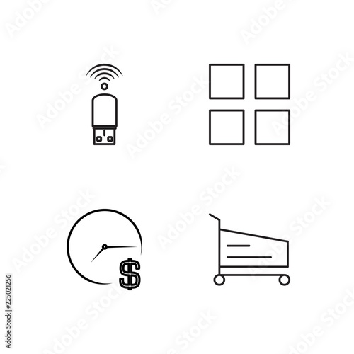 business simple outlined icons set
